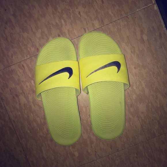 neon nike slides